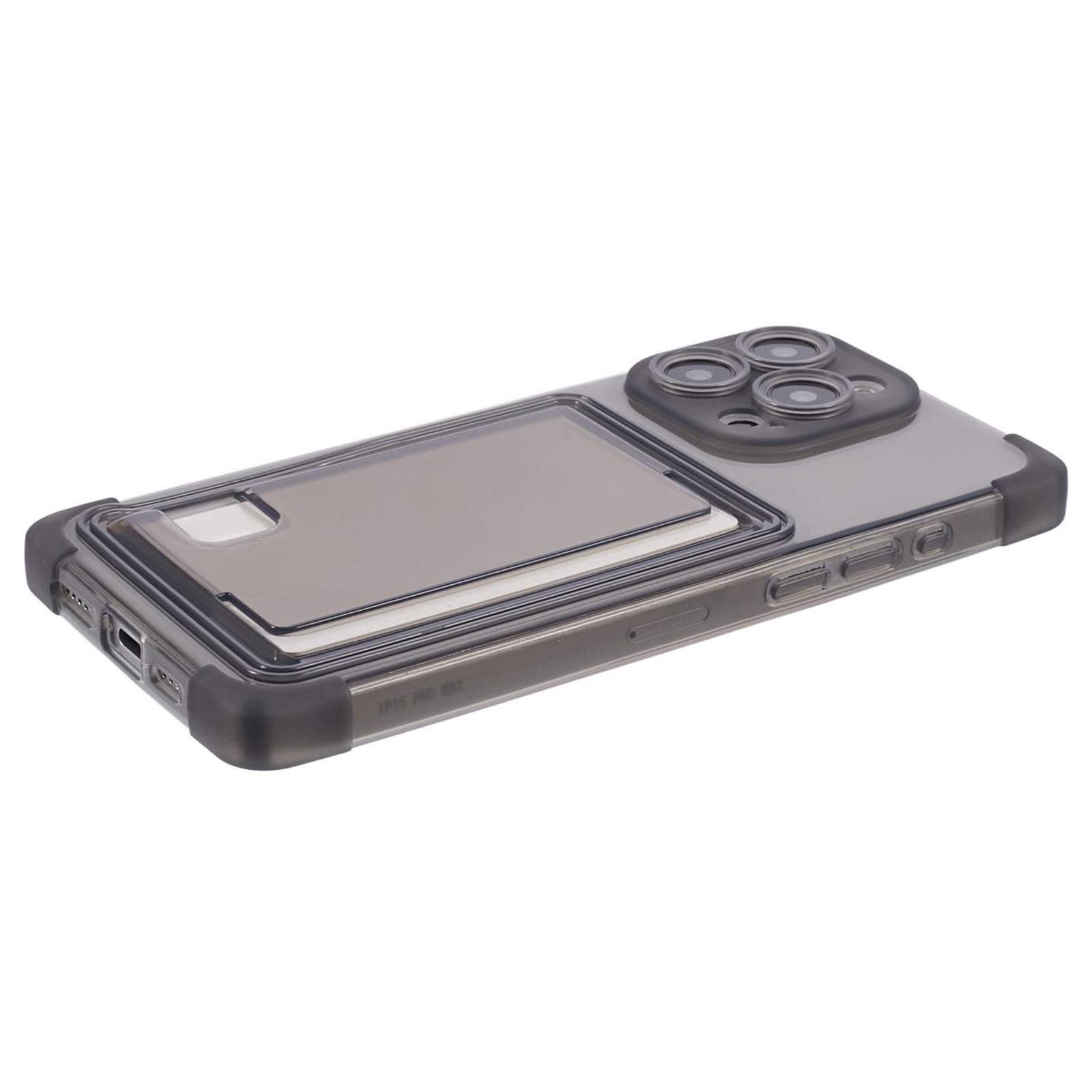HRX Series for iPhone 14 Pro Card Holder TPU Back Case Phone Cover - Transparent Black HRX Series for iPhone 14 Pro Card Holder TPU Back Case Phone Cover - Transparent Black